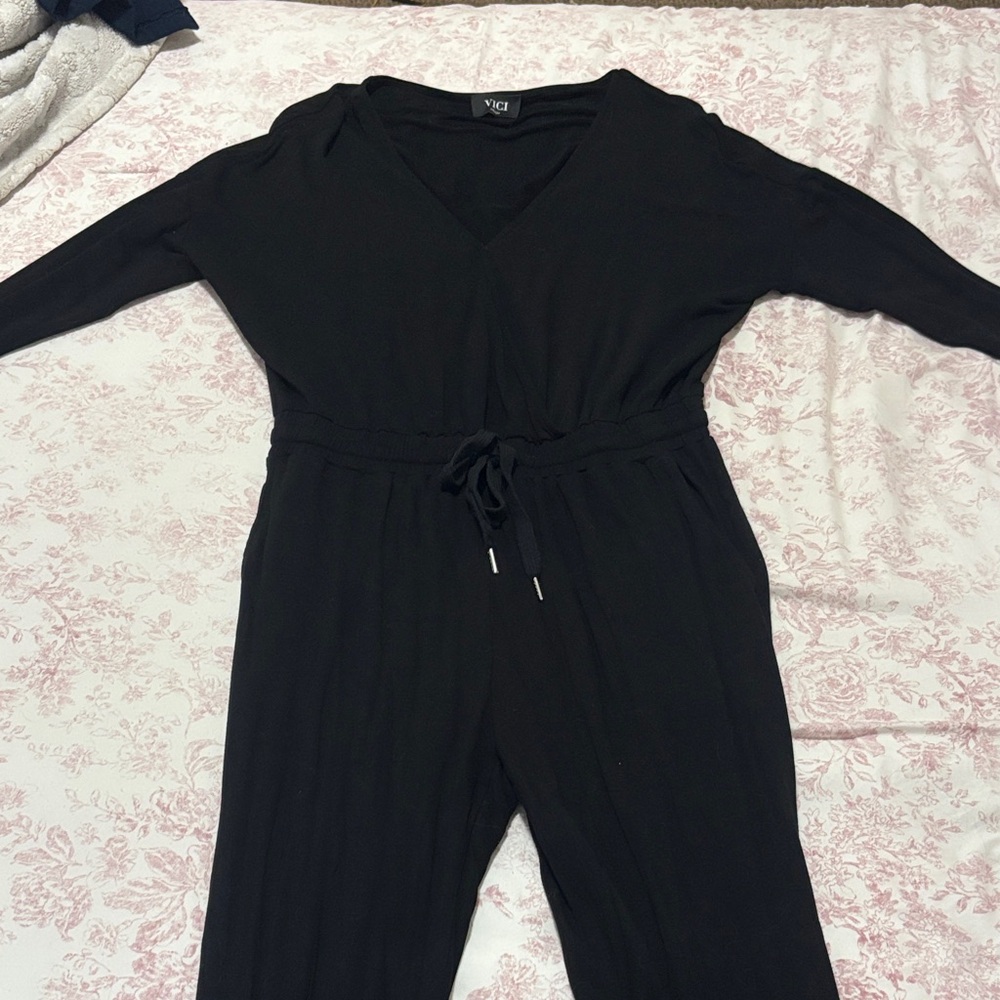 Vici Cozy Black Long Sleeve Jumpsuit